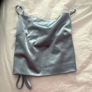 Blue silk shien going out top